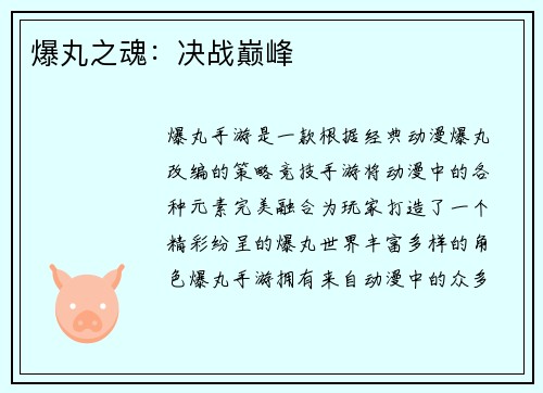 爆丸之魂：决战巅峰